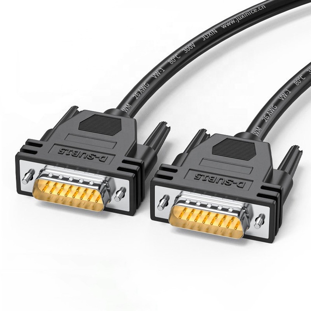 Factory Industrial DB15 Connector Cable Male to Male Female 15 Pin Double Shielded 2 Rows Serial Port Extension Cable