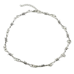 Gothic Punk collana gioiello piccolo filo di rovo filo spinato maglia girocollo con piccole spine per regalo in lega - Product Image 1