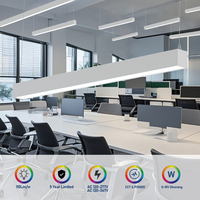 Luminaire linéaire LED à suspension DLC certifié 3Ct/4Ft/8Ft, à intensité variable, IP20, en aluminium, CRI élevé 70, directement de l'usine