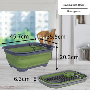 Práctico Escurridor Plegable Doble de Plástico PP, Sostenible, Multifuncional, Moderno, Organizador de Almacenamiento para Cocina y Hogar, para Vajilla - Product Image 6