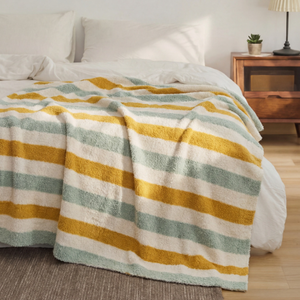 Plaids en tricot légers et douillets à rayures en fil <span class=keywords><strong>de</strong></span> plumes, moelleux, pour <span class=keywords><strong>canapé</strong></span>, lit, chaise, voyage, pique-nique, chauds et doux - Product Image 5