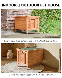 Casa de madera para gatos, conejera resistente a la intemperie, jaula para conejitos de Interior para gatos salvajes, conejos, animales <span class=keywords><strong>pequeños</strong></span>, conejillos de indias, muebles para el hogar - Product Image 5