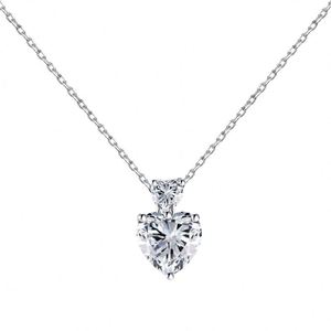 DYLAM Exquisite <b>Solid</b> Sterling <b>Silver</b> Rhodium Plated Clear Pink 5A Cubic Zirconia Heart Pendant <b>Necklaces</b> - Product Image 1