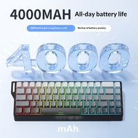 Keyboard Mekanik Nirkabel USB Gaming Tiga Mode yang Dapat Diprogram, 68 Tombol Mini dengan Ukiran Samping, RGB, Penyangga Pergelangan Tangan, Anti-Ghosting