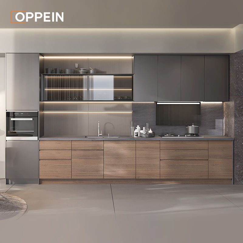 OPPEIN 3D Customized L Shape Kitchen Cabinets - Modern & Eco-friendly
