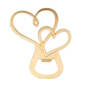 Ouvre-bouteille double cœur en alliage de zinc 10x6.5x1.8, cadeaux de mariage de haute qualité - Product Image 4