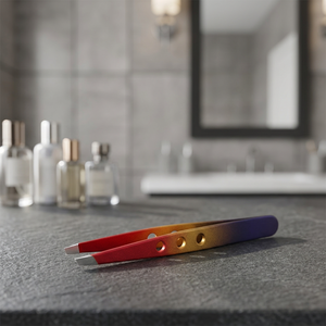 Pinzas Profesionales para Cejas de Acero Inoxidable, Punta Cuadrada, Duraderas, Estilo Moderno, Acabado Degradado Rojo - Product Image 2