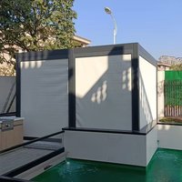 Pergola motorisée en alliage d'aluminium avec télécommande, lumières LED, imperméable, durable, anti-corrosion, pavillon en poudre