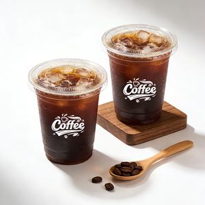 Vasos de Plástico Transparente Desechables Cuadrados de PE/PP de 8oz-32oz con Logotipo Personalizado, Ecológicos, con Tapas para Café y Postre - Product Image 3