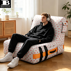 Canapé gonflable automatique de qualité supérieure avec motif cœur, chaise longue de camping avec housse en tissu lavable pour extérieur, patio, plage, camping - Product Image 2