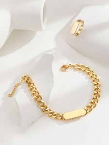 Conjunto de Collar y Pendientes de Cadena Cubana Unisex 316L, Geométrico, Estilo Hip-Hop Punk, Chapado en Oro, Acero Inoxidable, Zirconia, Grueso, para Aniversario - Product Image 4