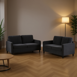 Juego de Sofá de 2 Plazas en Terciopelo Gris Oscuro, 100% Poliéster, Diseño de Metal y Madera Contrachapada, Muebles para Sala de Estar - Product Image 2