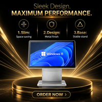 Terminal de point de vente Win11 ultra-plat en alliage d'aluminium avec base stable, caisse enregistreuse de bureau avec processeur I3/I5/I7 pour la vente au détail et la restauration