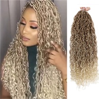 Rambut Keriting Non-Remy 18-22-26 inci Goddess Locs Crochet Braids Soft River Locs Crochet Hair Ekstensi Rambut Sintetis