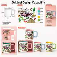 Mug en céramique souvenir du Mexique, imprimé avec des monuments folkloriques mexicains, pour tasse à café en grès, design personnalisé, OEM ODM, vente en gros