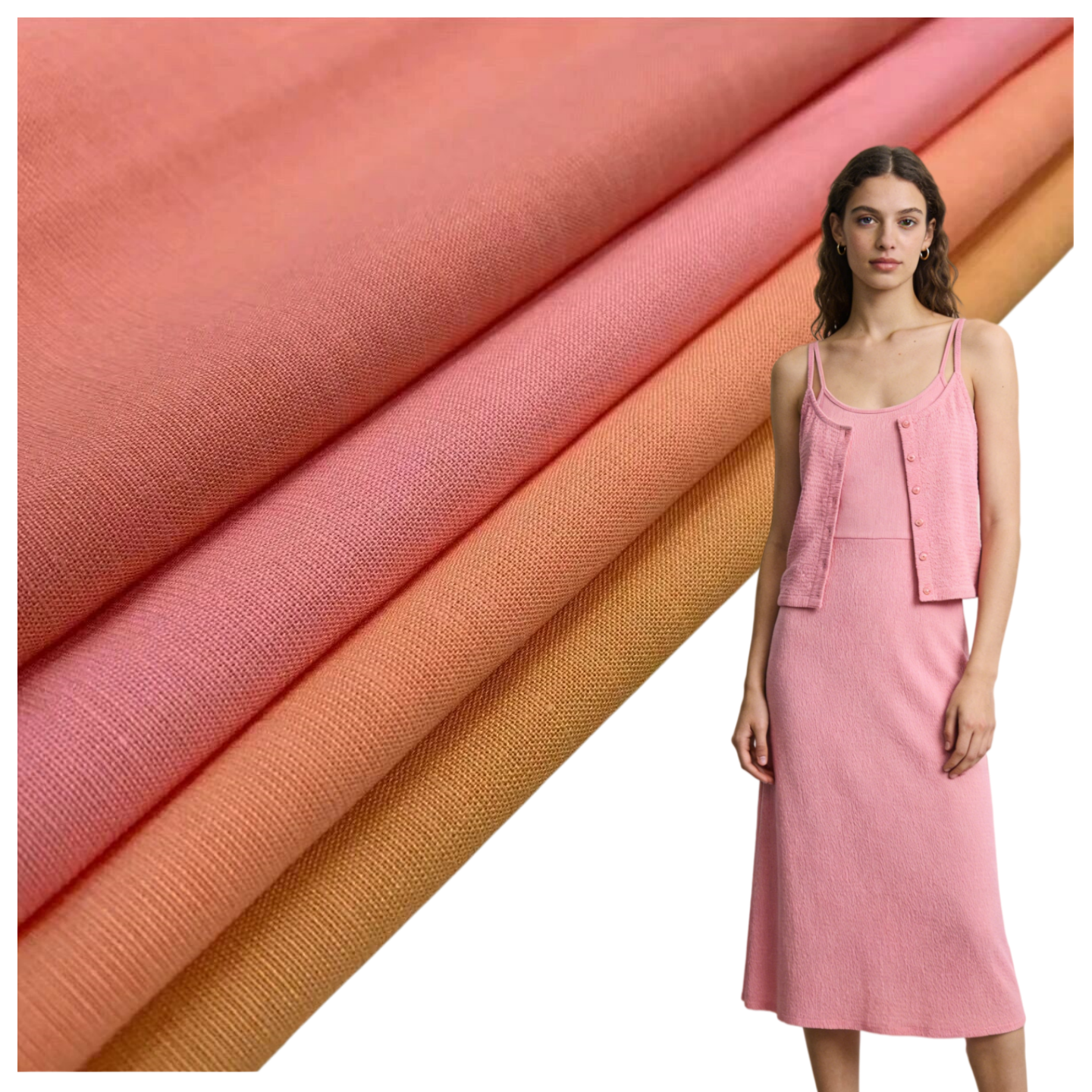 C382# Medium Weight Knitted 55/45 Cotton Linen Viscose Fabric Stretch for Girls' Camisole & Dress Available in Multiple Colors