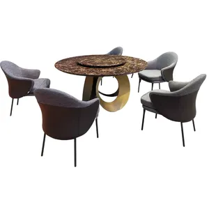 Luxury High-End Restaurant Italian Minimalist Aluminium Frame Upholstered Armchair Dining Chair