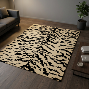Alfombra Moderna con Estampado Animal, Rectangular, Beige y Negro, para Sala de Estar, Decoración del Hogar - Product Image 5
