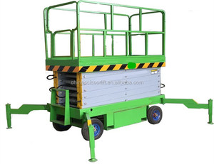 Plateforme de travail aérienne mobile à ciseaux de 300 kg à 500 kg, 10 m, hydraulique, sur roues, pour travaux en hauteur en extérieur - Product Image 1