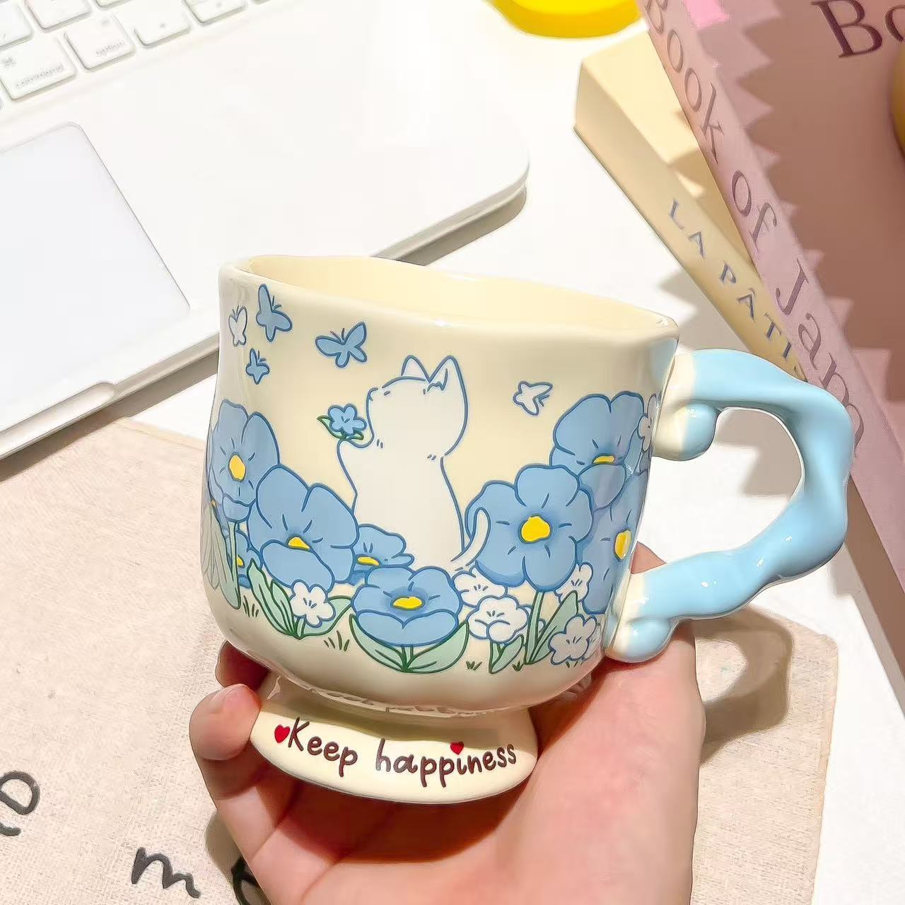 Blue flower sea cat-single cup