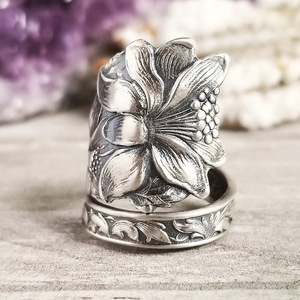 Anillo de cuchara antiguo con flor de lirio Moda Simple Abierto Texturizado Floral Anillo <span class=keywords><strong>Funky</strong></span> Joyería para mujer - Product Image 6