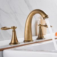 Robinet de lavabo vintage européen à trois trous, huit pouces, en cuivre nickelé chromé, pour eau froide et chaude, idéal pour hôtels et appartements (vente en gros)