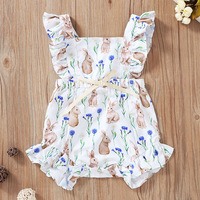 Bùng Tay Áo Bunny Rabbit In Bé Rompers Cho Cô Gái Phục Quần Áo