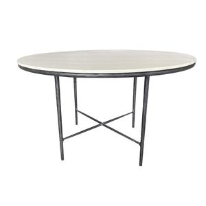 Mesa de Lujo con Base de Hierro Forjado Negro, Mesa de Comedor Redonda Moderna de Mármol Natural para 6 a 8 Personas - Product Image 4