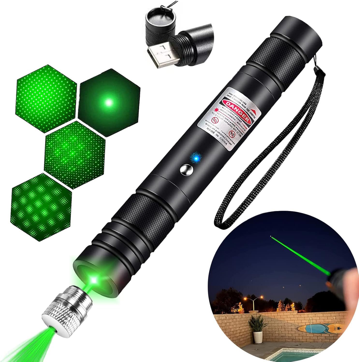 Green <strong>Laser</strong> <strong>Pointer</strong> Long-Range <strong>Laser</strong> <strong>Pointer</strong> High <strong>Power</strong>-Rechargeable <strong>Laser</strong> <strong>Pointer</strong> for Hiking, Presentations & Outdoor Use