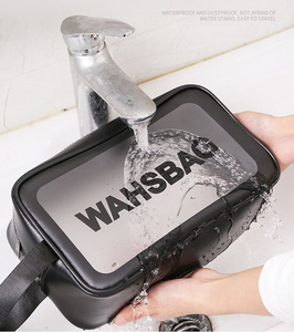 New Túi mỹ phẩm công suất lớn xách tay nữ du lịch không thấm nước đồ dùng cá nhân lưu trữ túi dây kéo loại PU + PVC Túi mỹ phẩm - Product Image 2