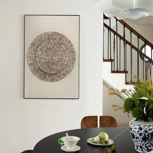Art mural animalier de luxe en mosaïque de nacre, <span class=keywords><strong>peinture</strong></span> sur toile texturée 3D circulaire, œuvre décorative classique pour salon et véranda - Product Image 4