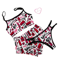 Ensemble 3 pièces sexy pour femmes, tenue de nuit été 2021, soutien-gorge et short