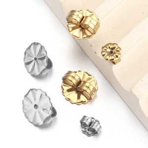 Stainless Steel Flower Ear <b>Backs</b> Plated Gold <b>Silver</b> For <b>Earring</b> Making Jewelry Findings 039 - Product Image 3