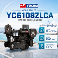 Moteur diesel marin Yuchai YC6B YC6108ZLCA 90 kW 122 CV 1500 tr/min turbo intercooler pour la propulsion des bateaux de pêche et des navires de transport