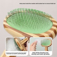 Outils de beauté en bambou Kit de toilettage pour animaux de compagnie Ciseaux de style simple à taille personnalisée Peigne à aiguille sûr Peigne à râteau pour chats et chiens Ensemble de voyage