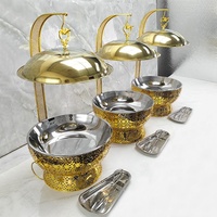 Chauffe-Plat Commercial à Gaz en Acier Inoxydable Golden Key, 6L, avec Finition Dorée, Idéal pour Hôtels, Mariages, Banquets et Traiteurs