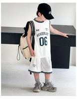 Ensemble de vêtements pour adolescent garçon 2026 – Ensemble de sport sans manches avec imprimé lettres blanches – Tenue de basketball