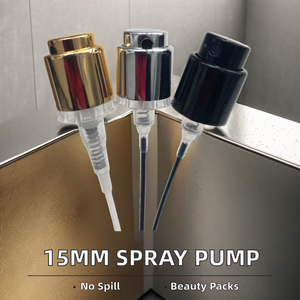 Pompa a spruzzo senza crimpatrici in plastica di alluminio da 15mm con chiusura liscia collare a vite per applicazioni di Packaging cosmetico con acqua liquida - Product Image 2