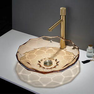 Yuson YS28008 bak cuci kamar mandi, kaca kristal Premium-wastafel meja desainer seni Modern & bejana kaca berwarna mewah - Product Image 2