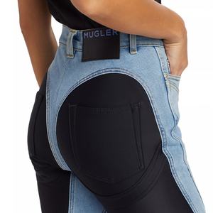 Pantalones Vaqueros Ajustados de Diseño Personalizado para Mujer, Pantalones Ajustados con Parches para Chicas Sexys, Jeans de Dos Tonos para Mujer - Product Image 5