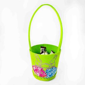 Panier de Pâques Qiankun vert, taille unique, en feutre avec motif de lapin, pour la décoration des enfants - Product Image 1