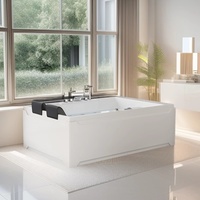 Baignoire intelligente carrée en acrylique de style moderne et luxueux pour couple, double bain à remous, massage, douche cascade, adaptée aux familles