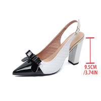 Escarpins de soirée à talon carré pour femme, grande taille 36-43, à bout pointu, à bride arrière, avec nœud décoratif et texture croco