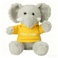 T-shirt personnalisé avec logo brodé, adorable peluche éléphant assis, jouet réconfortant avec rembourrage en coton PP, cadeau pour enfants