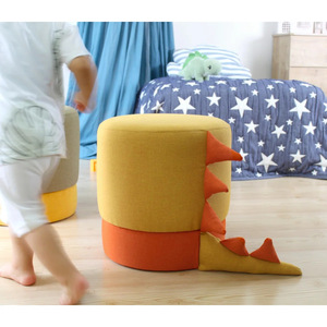 Children's Stool Fabric Round Durable <b>Foam</b> Filled For Kids Playroom <b>Seating</b> - Product Image 2