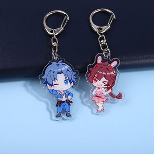 Porte-clés en acrylique double couche <span class=keywords><strong>Douluo</strong></span> Q-version avec pendentif en verre et motif de dessin animé - Product Image 1
