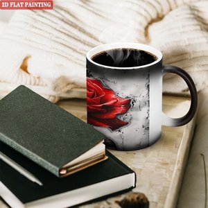 Tasse à sublimation artisanale thermosensible en céramique noire givrée 11oz, vierge pour DIY - Product Image 3