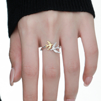 Bagues pour femmes en argent sterling 925 martelé fin, style oiseau, réglables, bijoux de créateur personnalisés, vente en gros