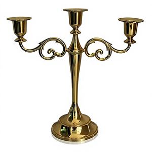 Candelabros de Aluminio de 3 Brazos, Estilo Americano Clásico, Dorado Vintage, Romántico, Navideño, para Bodas, Hechos a Mano, Personalizables - Product Image 1