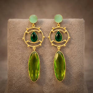 New Arrival Handmade <b>Gold</b> Plated Hydro Brass Drop <b>Earrings</b> with <b>Peridot</b> Gemstone for Wedding and Gift Occasions - Product Image 2